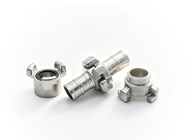 Barcelona fire hose coupling on white background