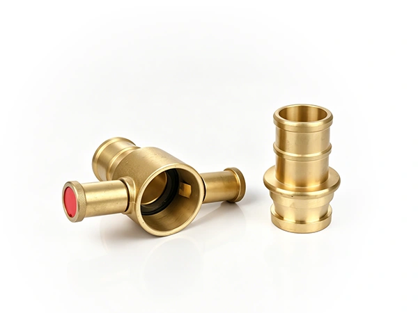 British fire hose coupling on white background