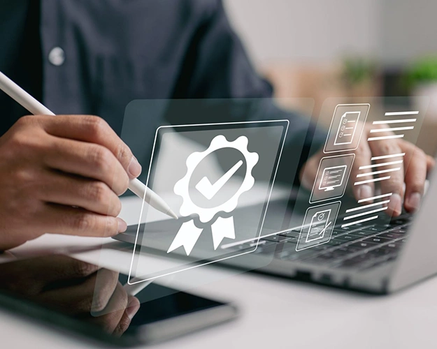 Virtual icons of certification and market compliance