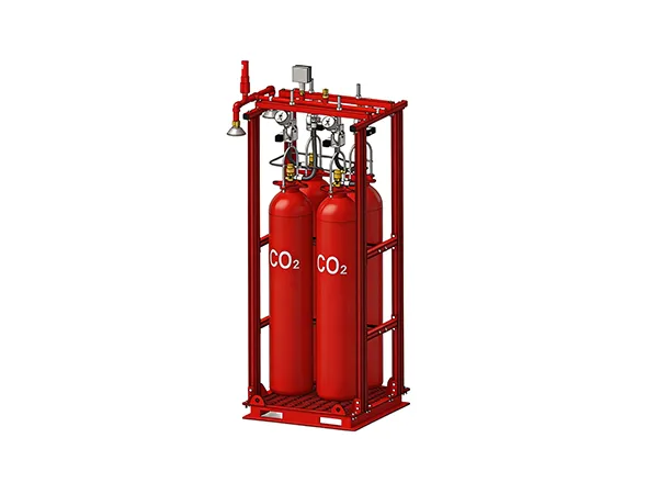 CO2 fire suppression system on white background