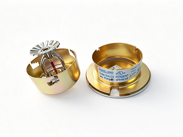 Concealed fire sprinkler on white background