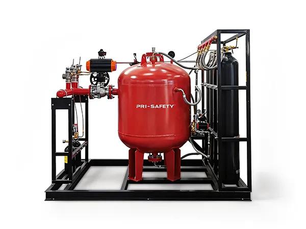 Dry powder fire extinguishing equipment on white background