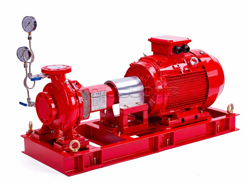 End-suction fire pump on a white background