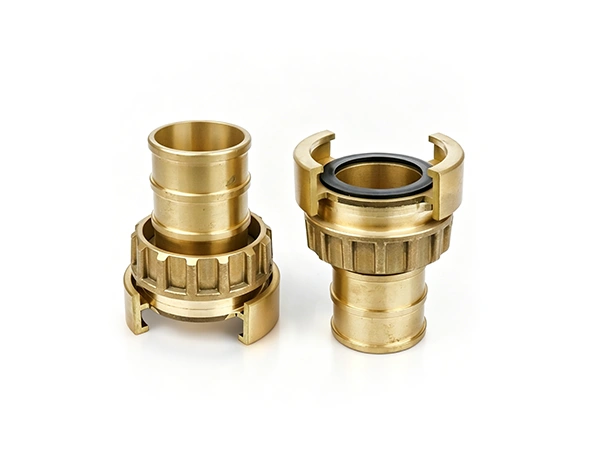Fire hose coupling on white background