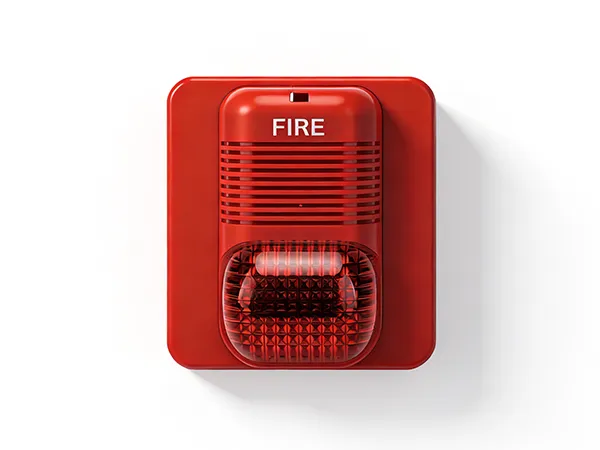 Fire sound and light alarm on a white background