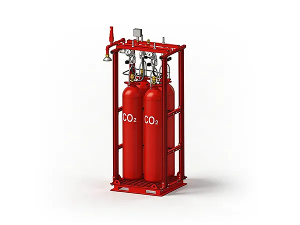 Gas fire suppression equipment on white background