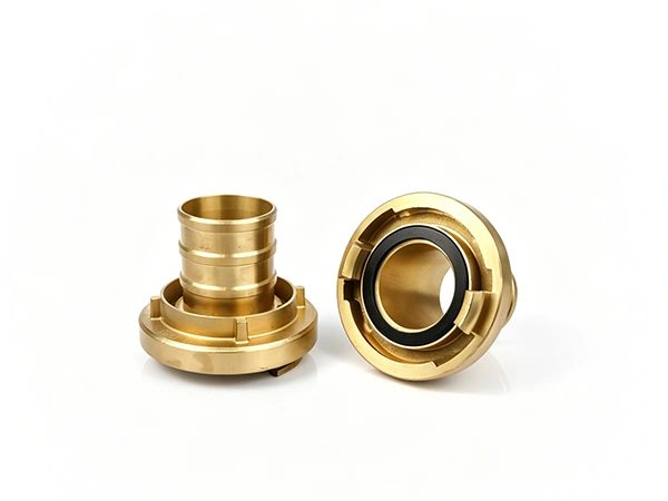 Germany fire hose coupling on white background