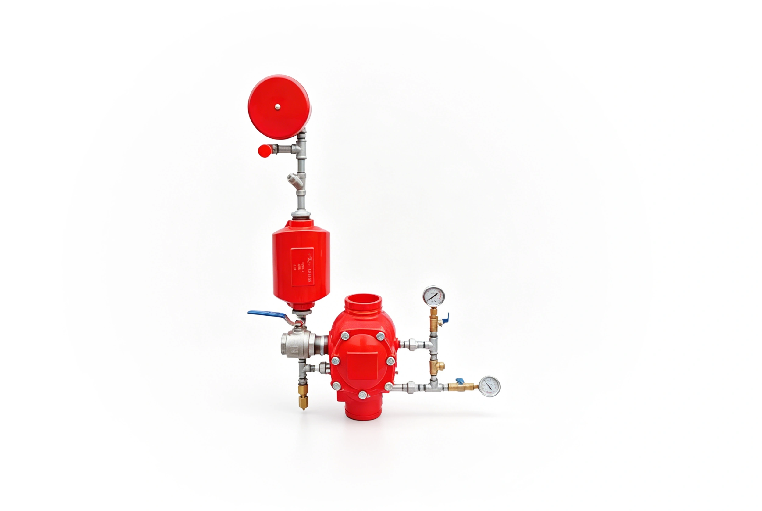 Groove type wet alarm valve on white background
