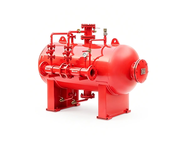 Horizontal foam bladder tank on white background