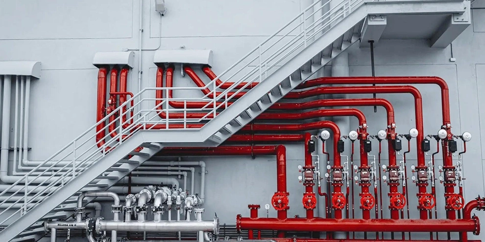 Fire protection pipelines outside an industrial plant