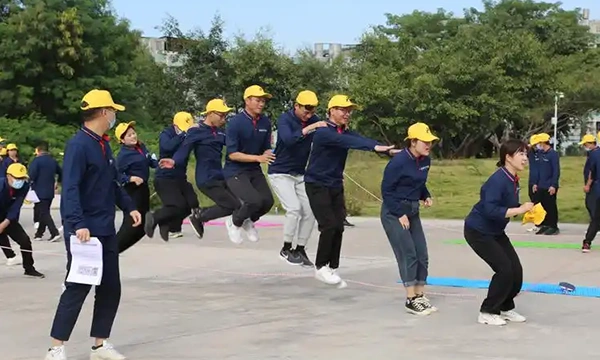 Many employees participating in games