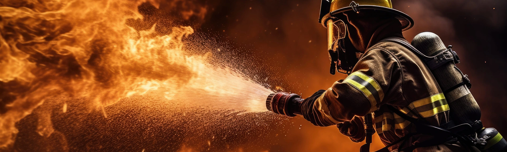 Firefighter holding a fire nozzle