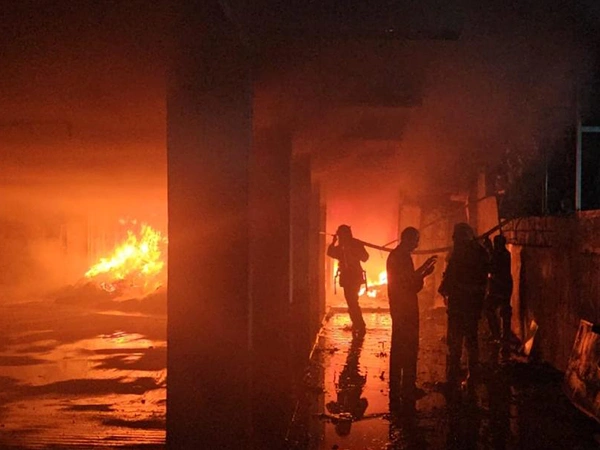 Underground building on fire