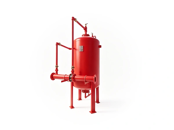 Vertical foam bladder tank on white background