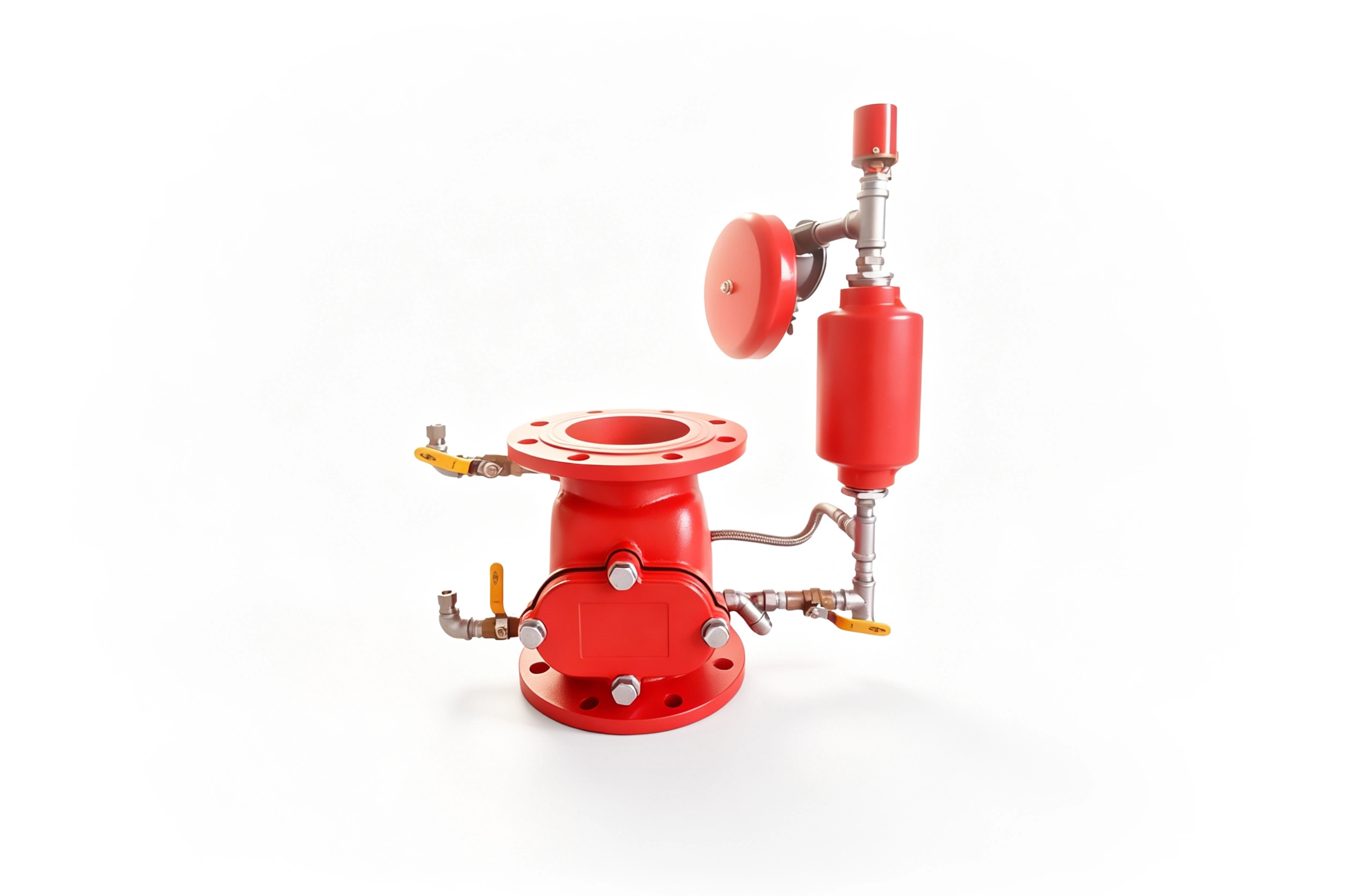 Wet alarm valve on white background